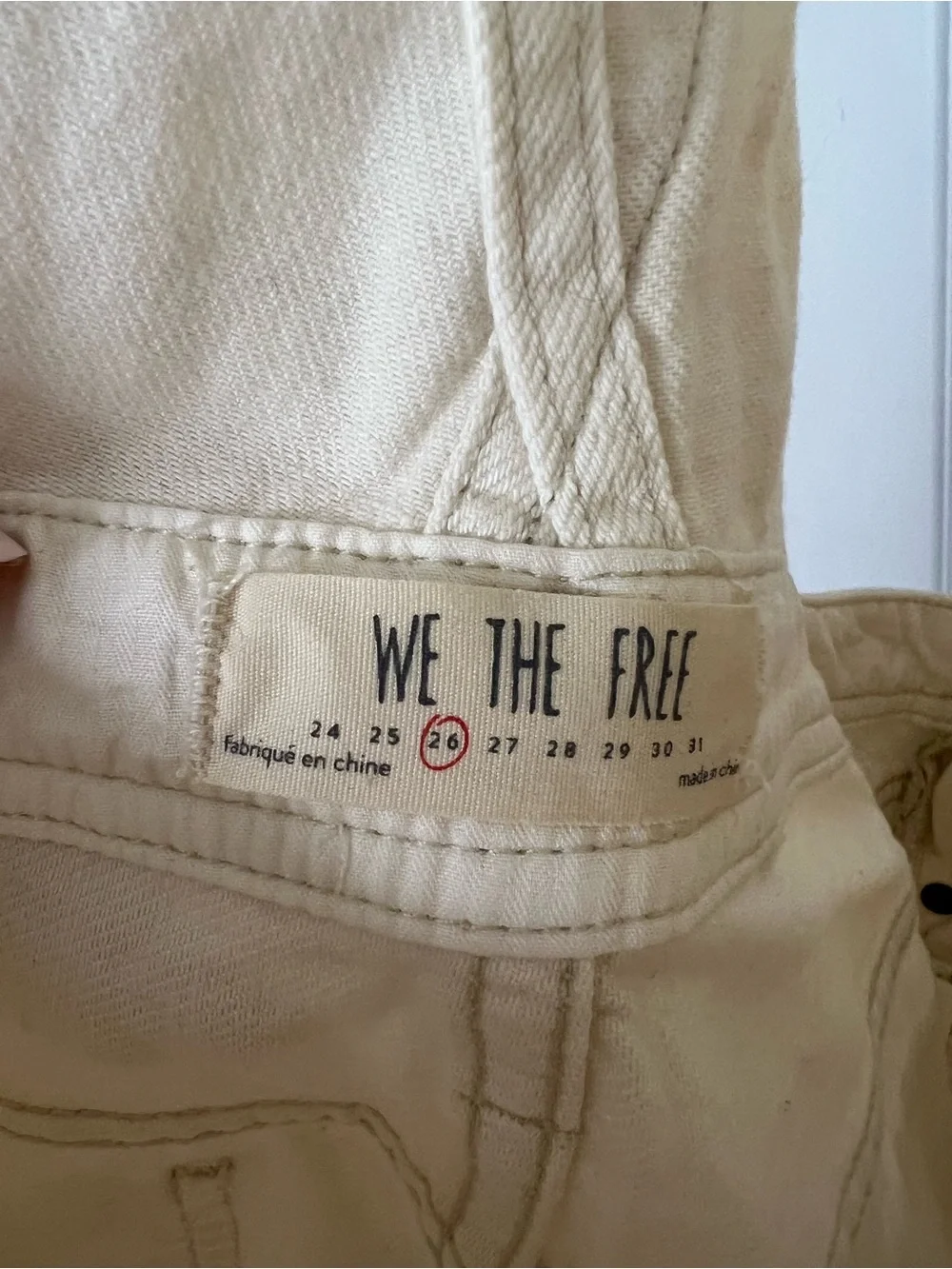 Free People White/Cream Denim Short Overalls